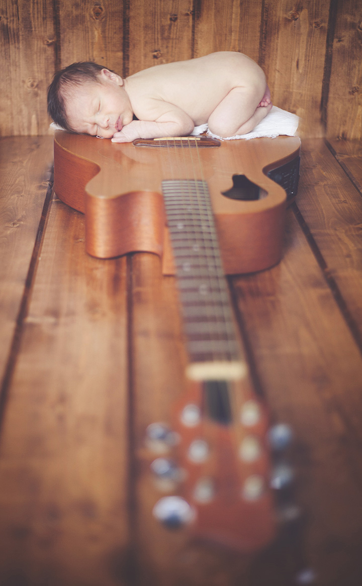 Guitar newborn baby